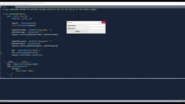 Assign QLabel keyboard shortcut to set focus on a widget with setBuddy method | PyQt5 Tutorial смотреть онлайн