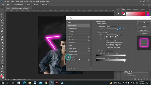 Neon Light Effect Photoshop Tutorial смотреть онлайн