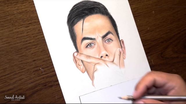 Paulo Dybala Juventus drawing .. Realistic colored pencil drawing of Dybala ... Dybala mask drawing смотреть онлайн