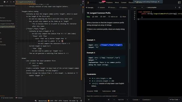 Longest Common Prefix - Leetcode 14 - Java смотреть онлайн