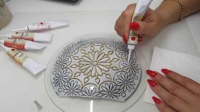 Точечная роспись тарелки! Point-to-point! Мастер класс!!