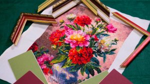 Вышивка крестом "Пионы" - подбираю оформление в багет