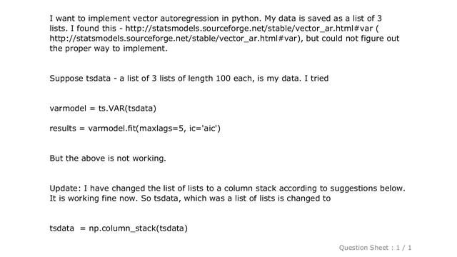 Pandas : How to implement Vector Auto-Regression in Python? смотреть онлайн
