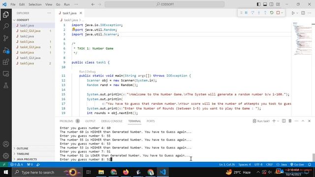 Number Game | CodSoft Task 1 | Java Programming Internship смотреть онлайн