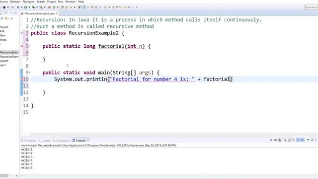 Factorial Recursion Java смотреть онлайн