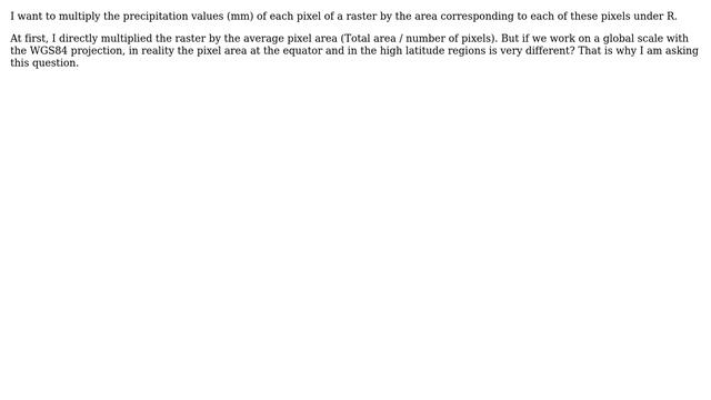 GIS: R How to multiply the values of the raster pixels with the true surfaces of these pixels? смотреть онлайн