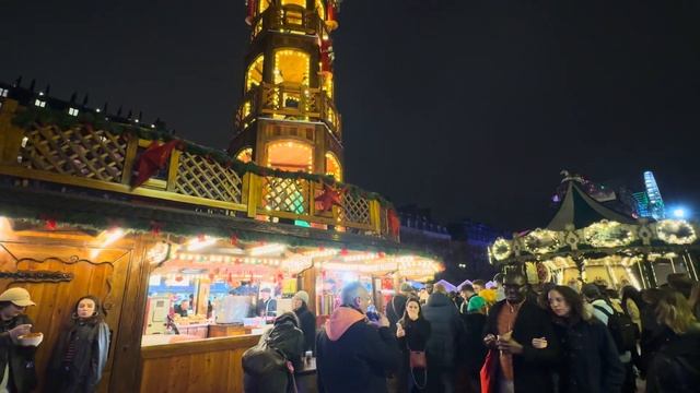 Paris France - Paris Christmas Market 2023 - 4K HDR  Tuileries Garden