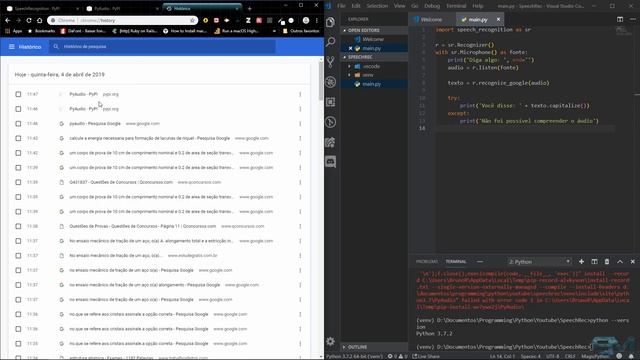 Python - traduzindo voz para texto com SpeechRecognition смотреть онлайн