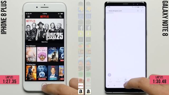 iPhone 8 Plus vs. Galaxy Note 8 Speed Test смотреть онлайн