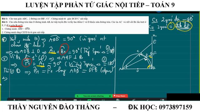 Luyện tập tứ giác nội tiếp | Toán 9 | Thầy Nguyễn Đào Thắng смотреть онлайн