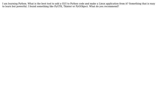 Ubuntu: What is the best tool to add a GUI to Python code and make a Linux application from it? смотреть онлайн