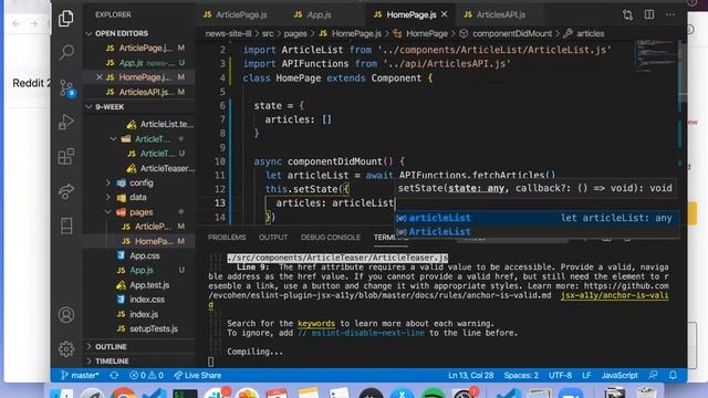 W9D1: News Site III, Connecting API to React (2 of 2) смотреть онлайн