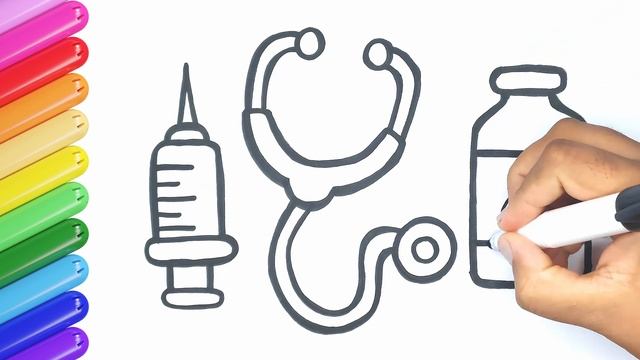 Doctor Kit Drawing, Colouring And Painting For Toddlers, Kids Draw | How To Draw Medical Set Drawin