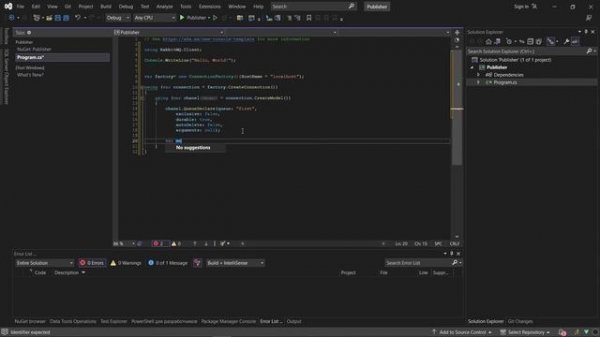 Самый простой пример использования Rabbitmq c#