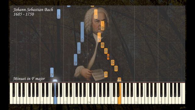 JS Bach - Minuet in F Major | Piano Synthesia Tutorial | Library of Music смотреть онлайн