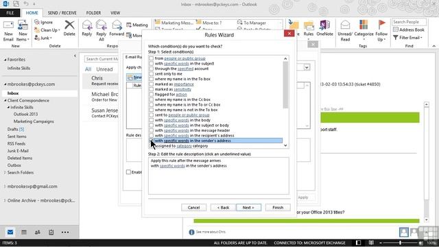 Microsoft Outlook 2013 Tutorial | Moving Messages Using Rules смотреть онлайн
