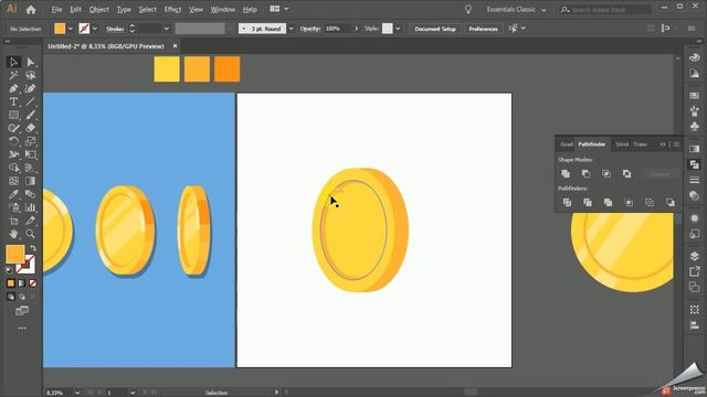 How To Create Golden COINS In Adobe Illustrator - Vector Tutorial
