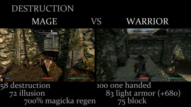 Skyrim - Mage vs. Warrior comparison /w commentary смотреть онлайн