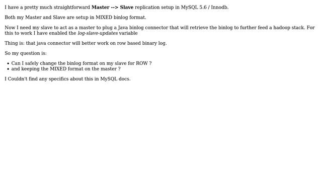 Databases: mixing binlog formats between master and slave смотреть онлайн