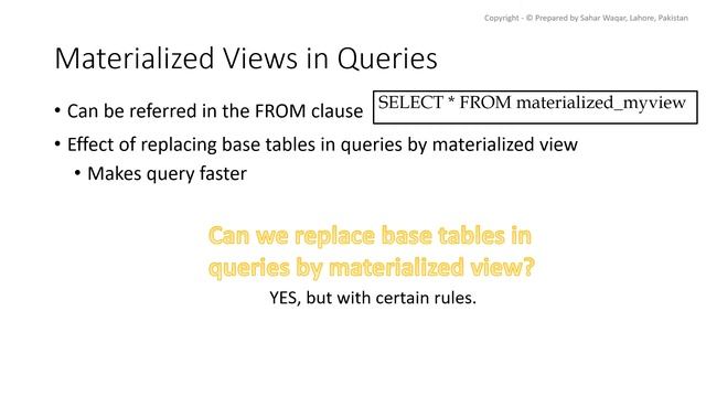 Materialized Views | SQL | English | 10-4 смотреть онлайн