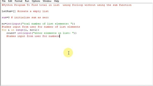 Python Program To Find total in list using forloop without using the sum function смотреть онлайн