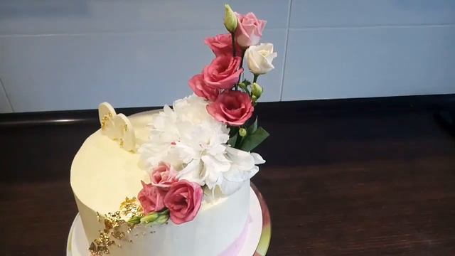 🌸нежный торт🌸/декор из живых цветов 🌸💞 смотреть онлайн