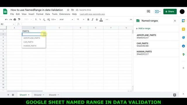 Google sheet named range in data validation смотреть онлайн