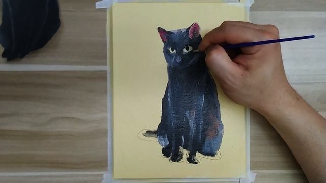 Acrylic painting /A black cat/Easy painting Tutorial #79 смотреть онлайн