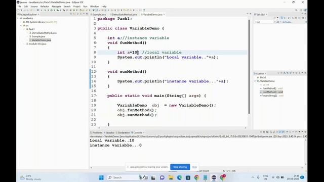 Java : What is Local variable and instance variable and there usability ? || Tech Sthala смотреть онлайн