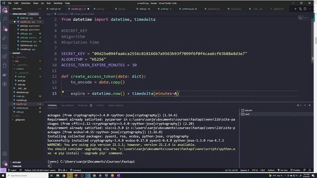 Creating a JWT Token: Part #63 Python API Course смотреть онлайн