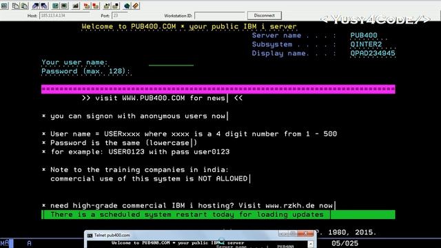 Free IBM i (AS400) login using PUB400 in 2018 | yusy4code смотреть онлайн