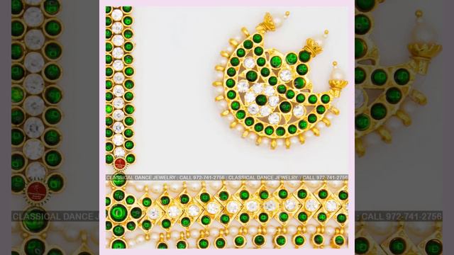Green White stone Temple Indian Jewelry Headset | Bharatnatyam, Kuchipudi | Classical Dance Jewelry смотреть онлайн