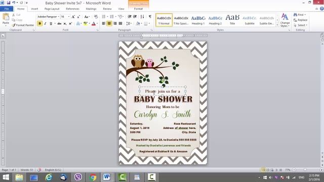 Baby Shower Invitation For MS Word
