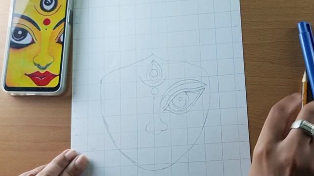 How to draw Durga maa easy | Using Grid method step by step❤️?? смотреть онлайн