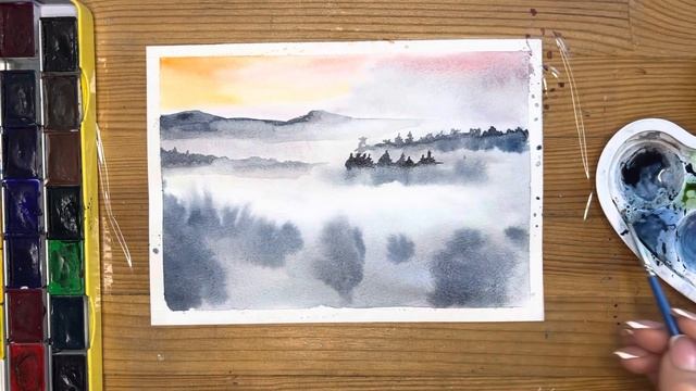 Как нарисовать туман карандашом и акварелью начинающим | Рисунок для детей смотреть онлайн