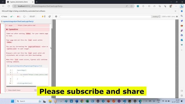 #Cypress - 7 | Cypress, Cy.visit() Failed Trying To Load ESOCKETTIMEDOUT | #natasatech