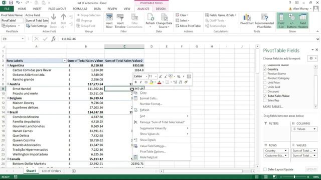 Excel PivotTable Show Percentage of Subtotal смотреть онлайн