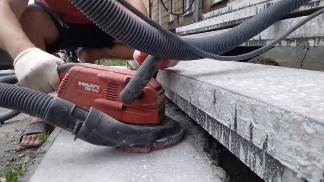 Обработка бетона алмазной чашкой HILTI DG 150. Новосибирск.