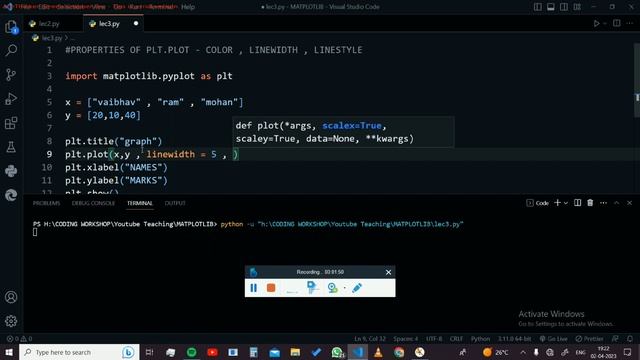 #matplotlib Properties of PLOT function | Python Tutorials Hindi смотреть онлайн