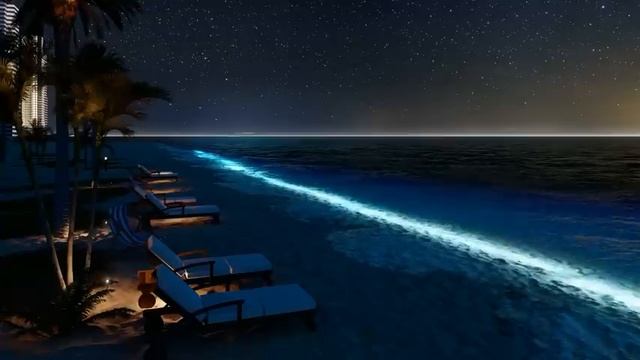 Night Beach Ambience | Wave Sound for Sleep | Crickets Sounds ASMR смотреть онлайн