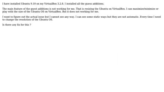 Ubuntu 9.10 screen resize on VirtualBox 3.2.8 on Windows Vista machine (2 Solutions!!) смотреть онлайн