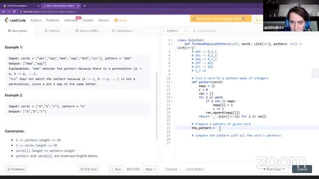 Разбор задачи LeetCode 890. Find and Replace Pattern @algoseekee смотреть онлайн