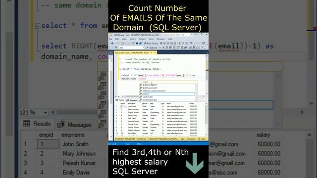 Count number of same domain emails sql query sql server смотреть онлайн