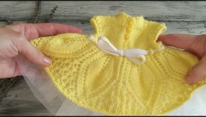 Вязание спицами - Ажурное платье для Зайки в стиле Тильда Часть 1.