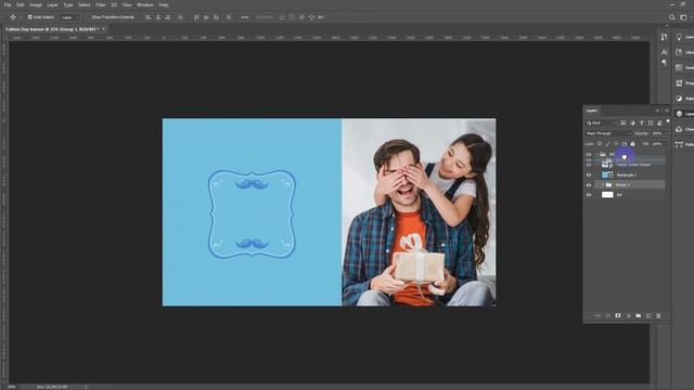 Father's Day Web banner design in Adobe Photoshop CC 2021 смотреть онлайн