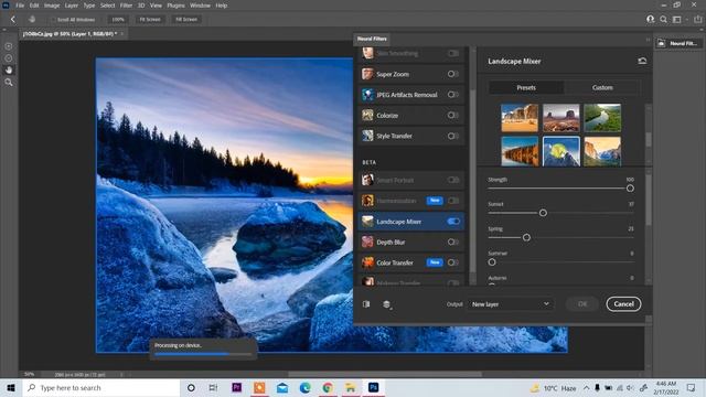 How to use Landscape Mixer Neural Filter in Adobe Photoshop 2022 смотреть онлайн
