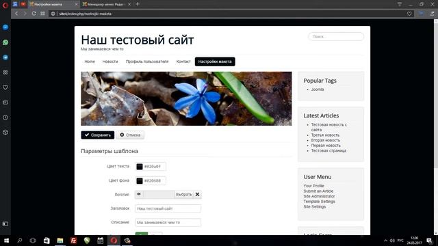 CMS Joomla. Вывод параметров настройки макета смотреть онлайн
