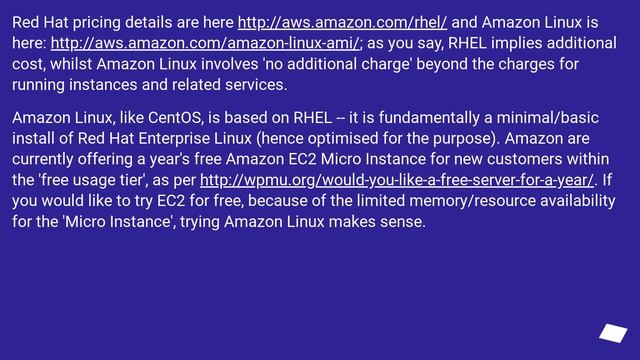 What is the difference between Amazon Linux and RedHat Enterprise Linux on AWS EC2? смотреть онлайн