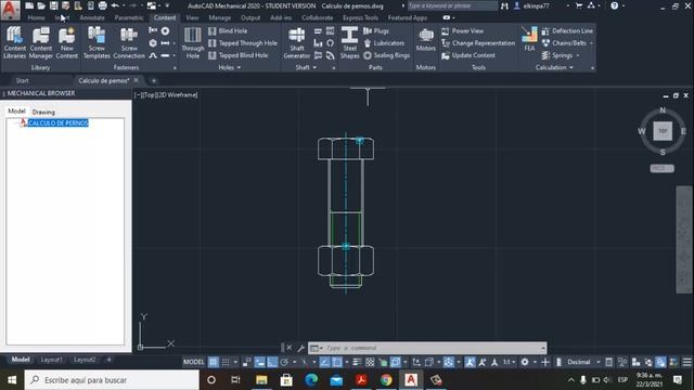 ?Calculando unión de pernos de ejercicio real con AutoCAD Mechanical, Elementos de Máquinas? смотреть онлайн