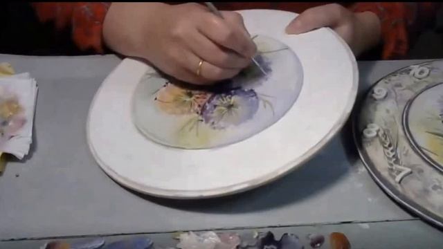 Painting of a wooden blank for a wall clock. Роспись деревянной заготовки для настенных часов. смотреть онлайн